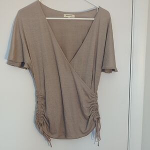 Max Studio Taupe Wrap Blouse